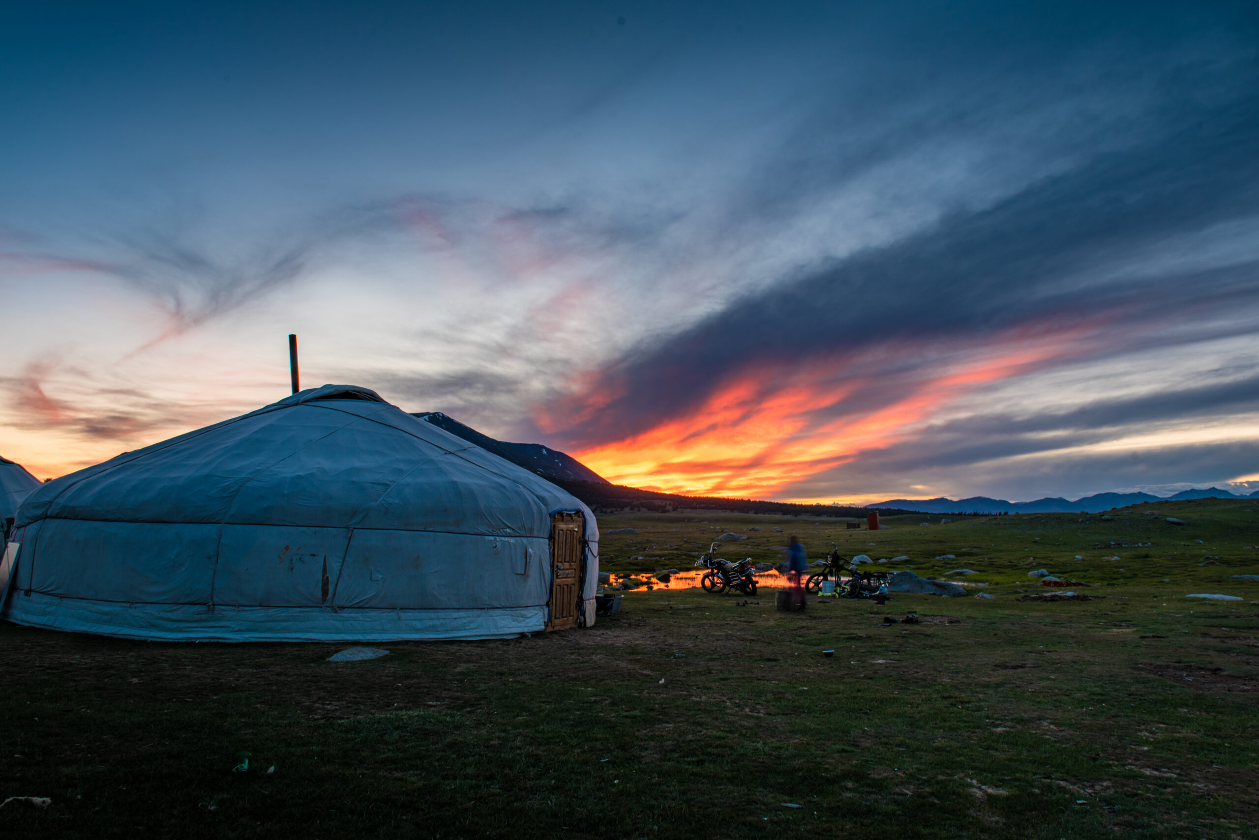 Unusual colors of the sky after the sunset in western Mongolia July 2020nI visited mr Khumisbek's family in 2020 and captured this photo.